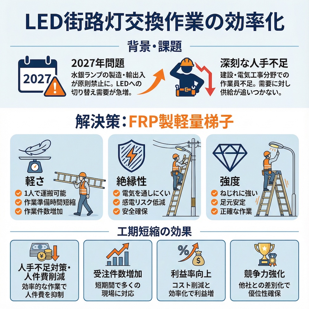 LED街路灯交換作業の効率化