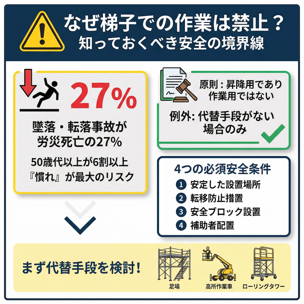 なぜ梯子での作業は禁止？知っておくべき安全の境界線