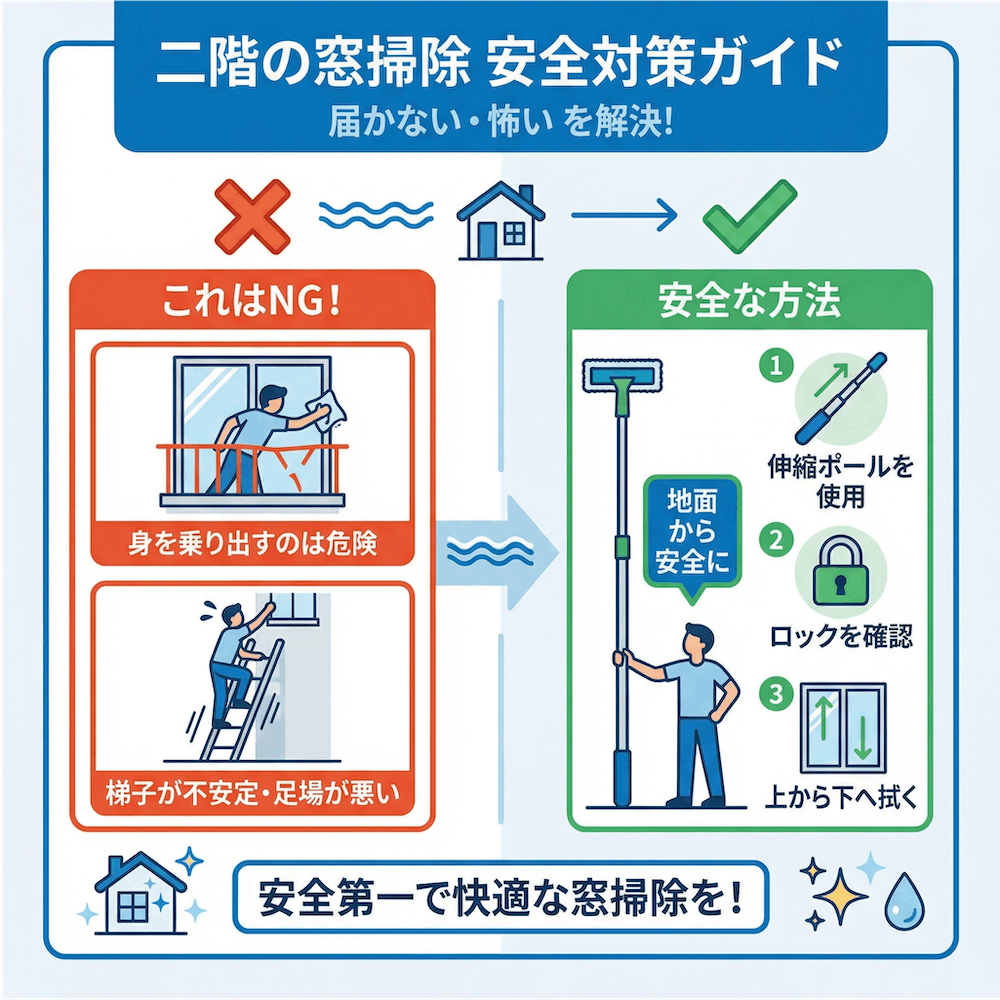 2階の窓掃除 安全対策ガイド 届かない・怖いを解決!