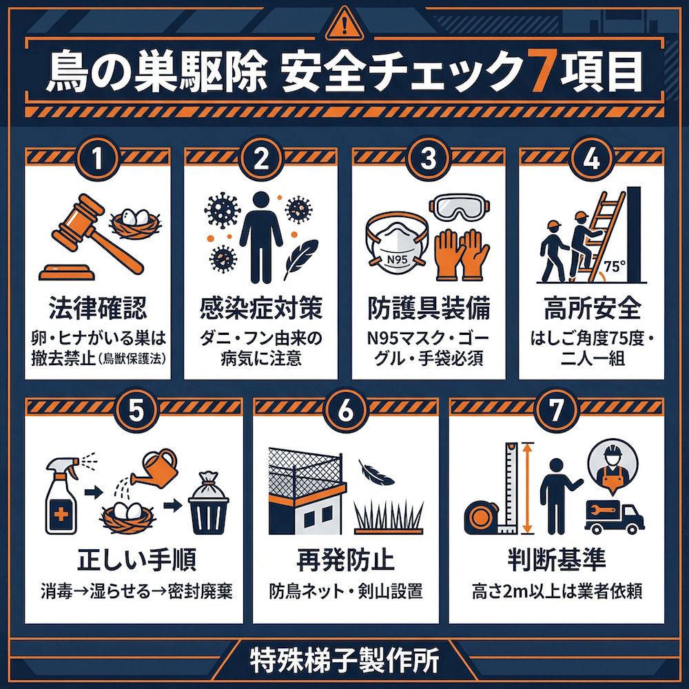 鳥の巣駆除 安全チェック7項目